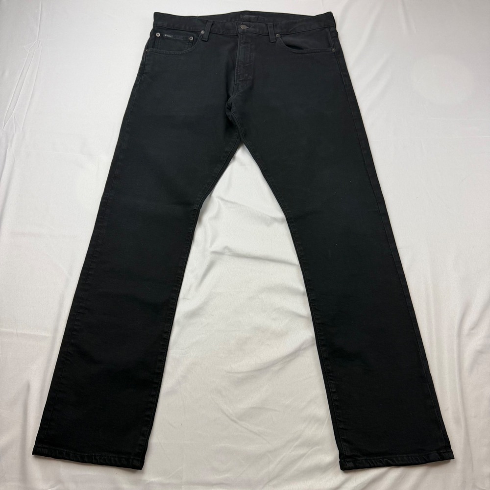Polo Ralph Lauren Varick Slim Straight Jeans Mens 34x32 Black Denim Pants